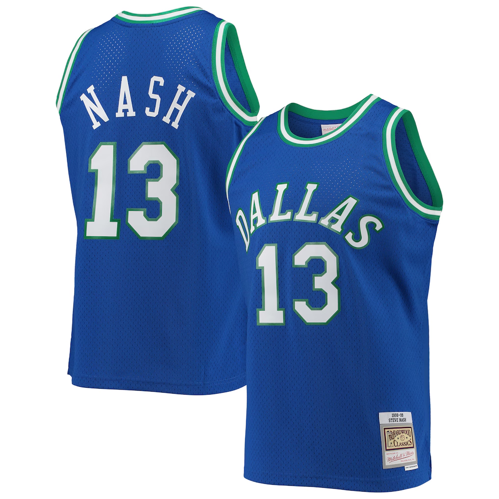 Pkot D.Mavericks #13 Steve Nash Mitchell & Ness Blue 199899 Hardwood Classics Swingman Stitched Jerseys
