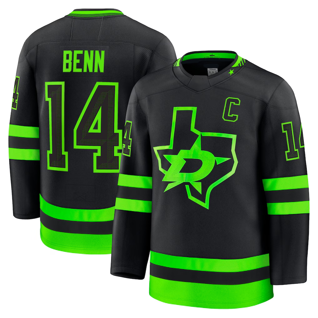 Pkot D.Stars #14 Jamie Benn Black Alternate Premium Jerseys
