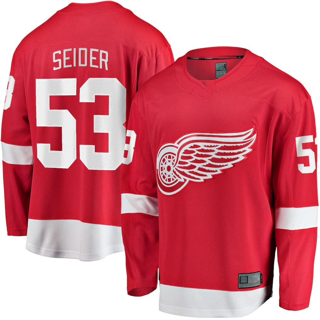 Pkot DR.Wings #53 Moritz Seider Red Home Breakaway Player Jerseys