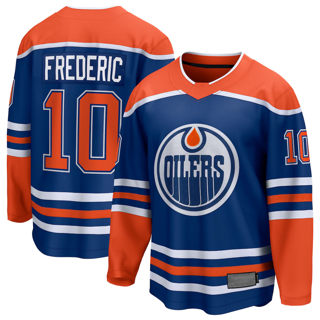 Pkot E.Oilers #10 Trent Frederic Royal Home Breakaway Jerseys