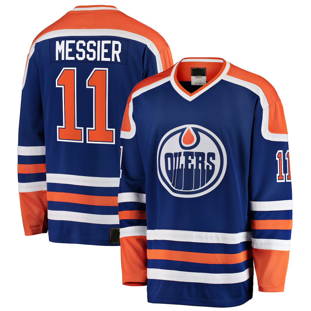 Pkot E.Oilers #11 Mark Messier Blue Premier Breakaway Retired Player Jerseys