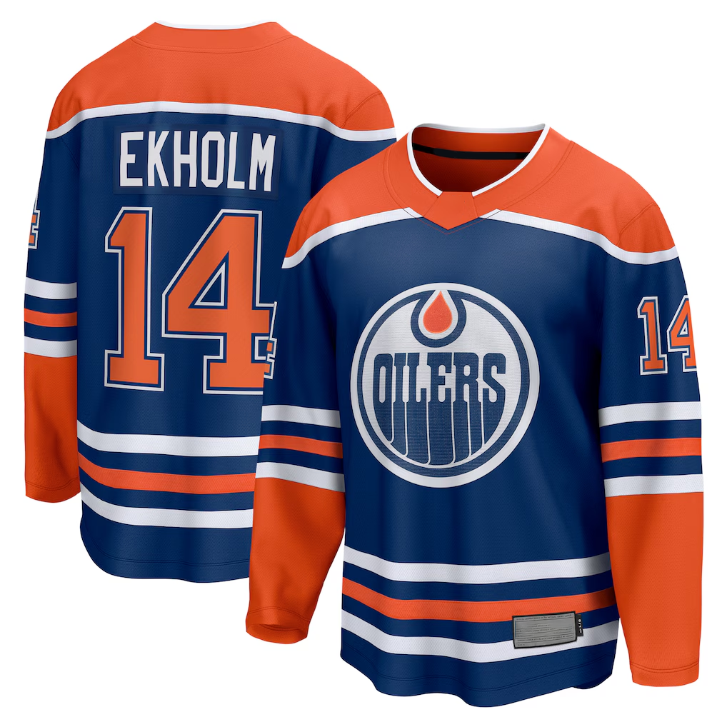 Pkot E.Oilers #14 Mattias Ekholm Royal Home Breakaway Jerseys