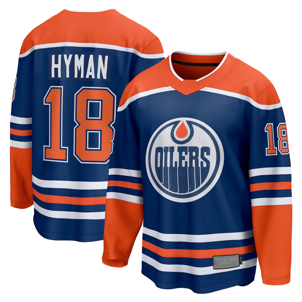 Pkot E.Oilers #18 Zach Hyman Royal Home Breakaway Player Jerseys