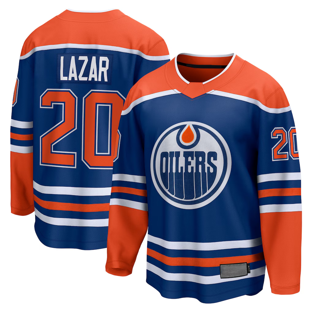 Pkot E.Oilers #20 Curtis Lazar Royal Home Breakaway Jerseys
