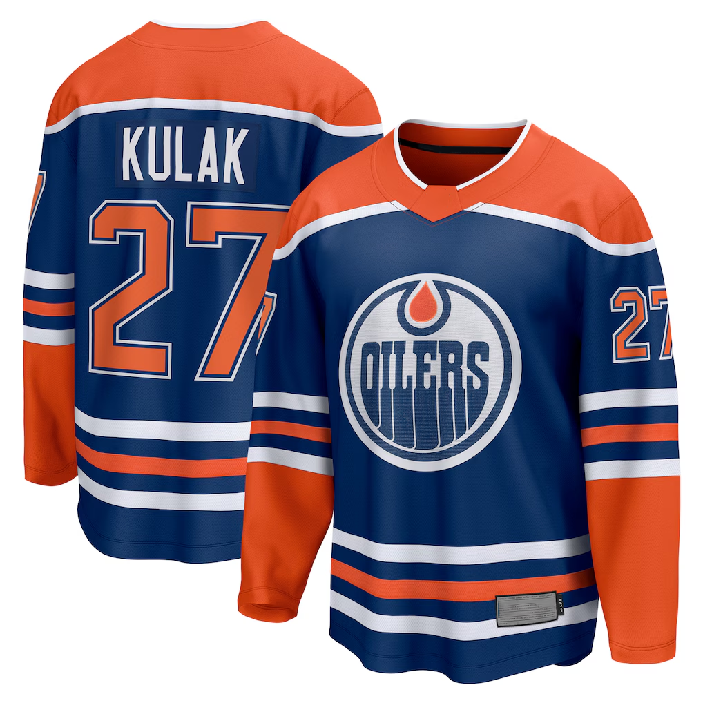 Pkot E.Oilers #27 Brett Kulak Royal Home Breakaway Player Jerseys