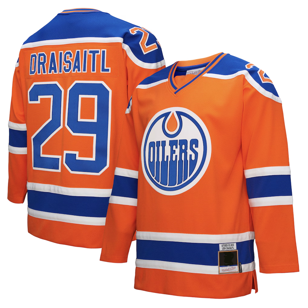 Pkot E.Oilers #29 Leon Draisaitl Mitchell & Ness Orange Power Play Jerseys