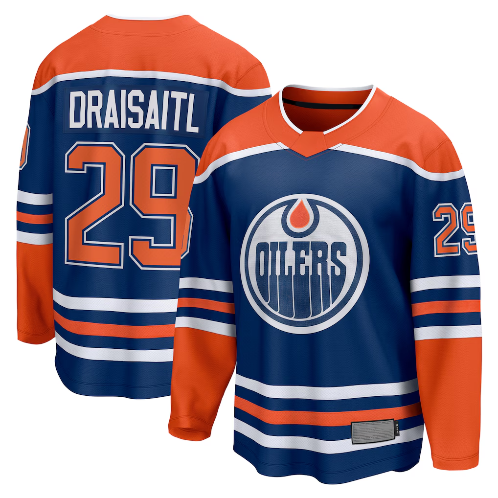 Pkot E.Oilers #29 Leon Draisaitl Royal Home Breakaway Jerseys