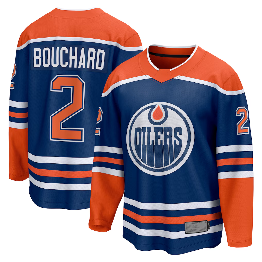 Pkot E.Oilers #2 Evan Bouchard Royal Home Breakaway Player Jerseys