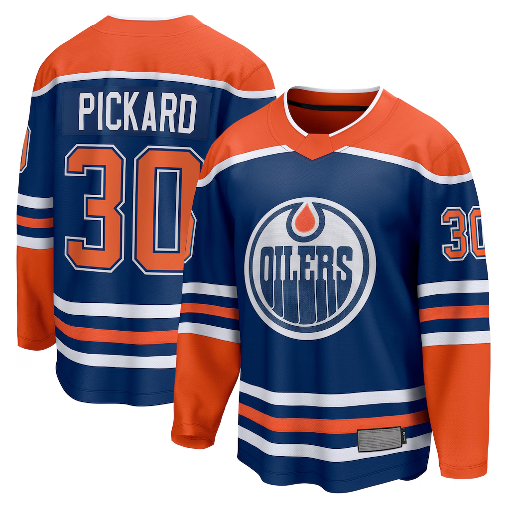 Pkot E.Oilers #30 Calvin Pickard Royal Home Premier Breakaway Player Jerseys