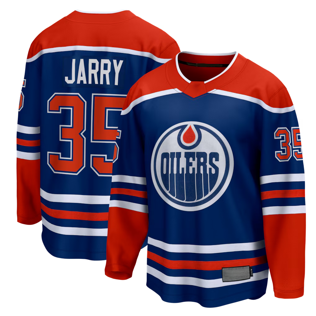Pkot E.Oilers #35 Tristan Jarry Royal Home Premier Breakaway Player Jerseys