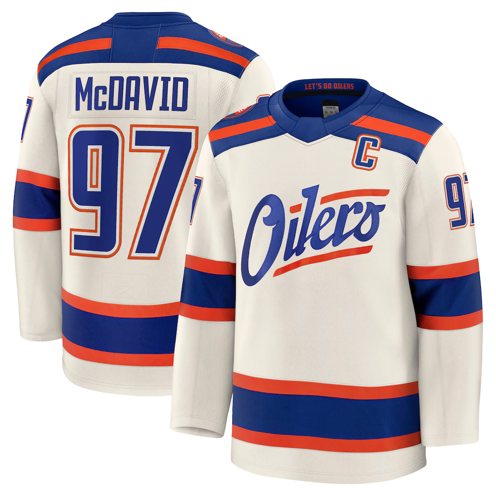 Pkot E.Oilers #97 Connor McDavid Light Beige Alternate Premium Jerseys