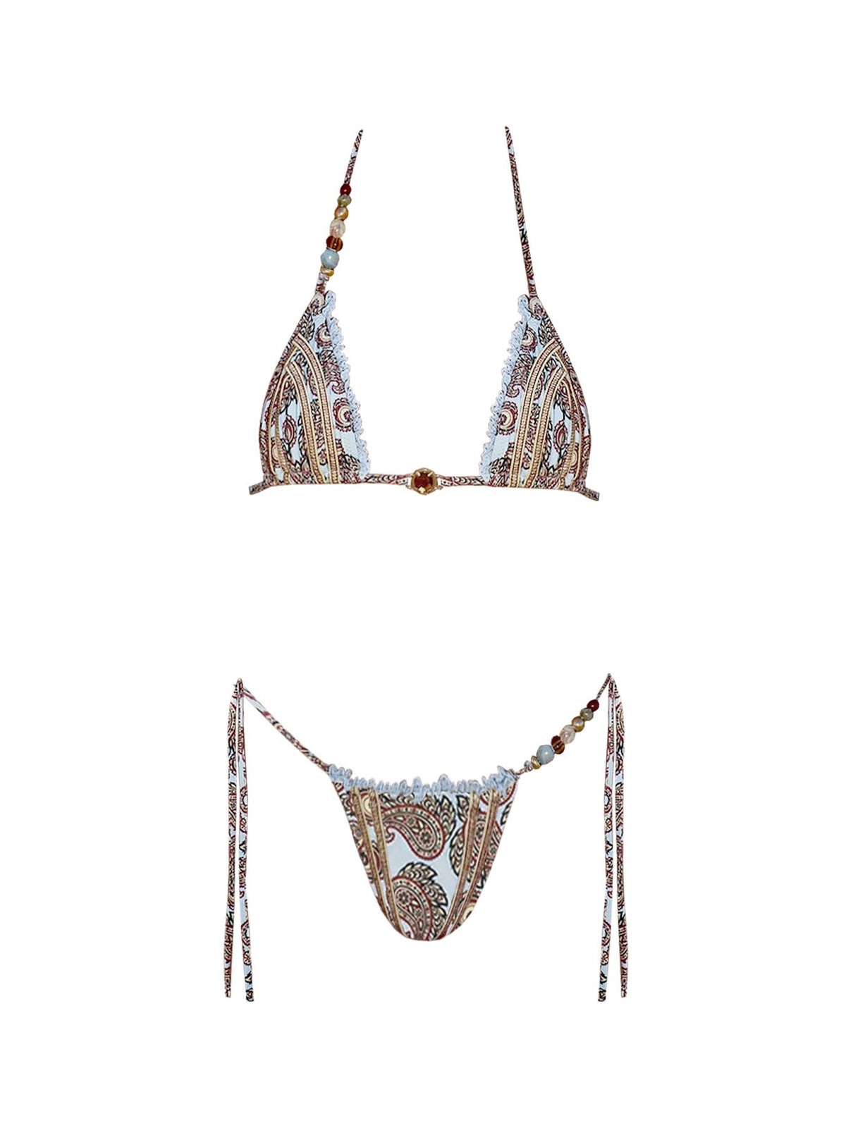 2026 Fashionable Boho Chic Bikini Set with Unique Paisley Design Perfect for Beach Wear and Pool