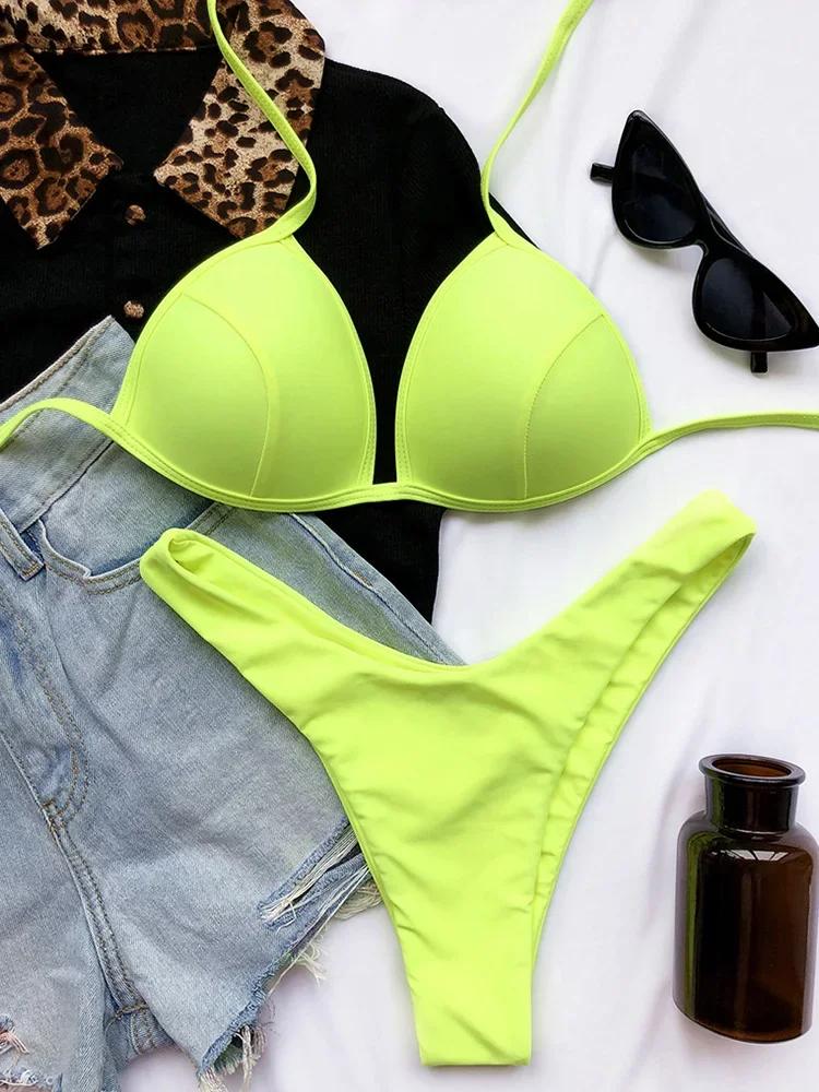 2026 Halter Bra Cup Bikini Women Swimsuit Female Push Up Swimwear Two Pieces Bikini Set Brazilian