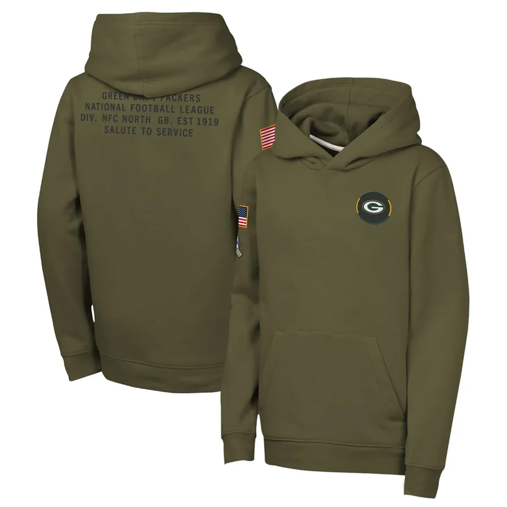 Pkot GB.Packers Olive Salute to Service Pullover Hoodies Limited Blank Player Stitched Jerseys