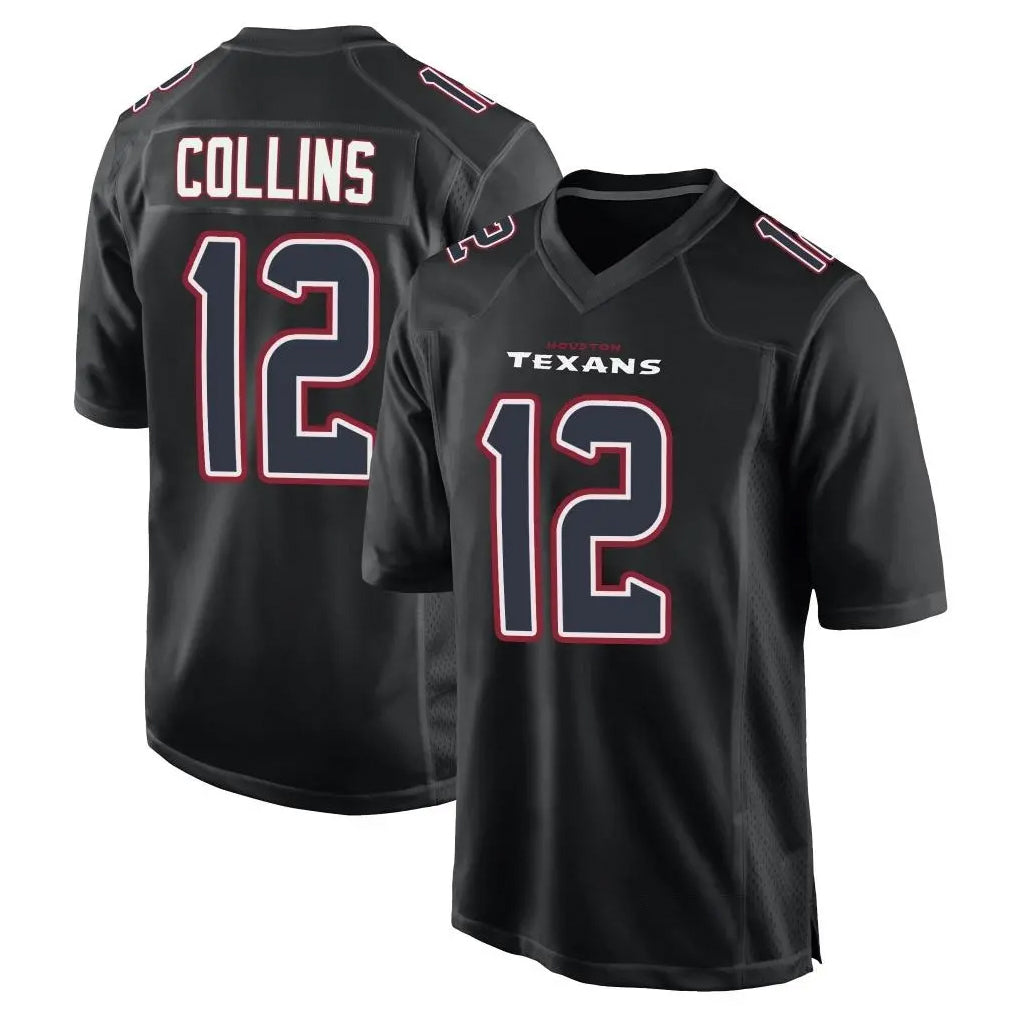 Pkot H.Texans #12 Nico Collins Player Black Fashion Home Game Stitched Jerseys