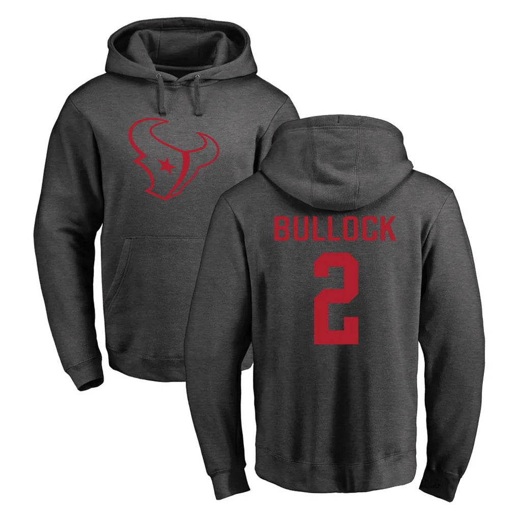 Pkot H.Texans #2 Calen Bullock Player Gray Pro Line Pullover Hoodie Limited Game Stitched Jerseys
