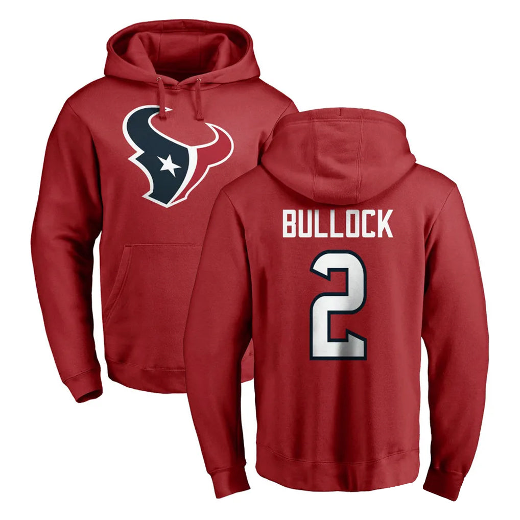 Pkot H.Texans #2 Calen Bullock Player Red Pro Line Pullover Hoodie Limited Game Stitched Jerseys