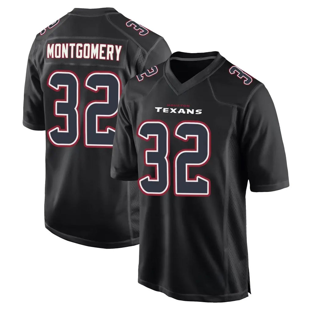 Pkot H.Texans #32 David Montgomery Player Black Fashion Home Game Stitched Jerseys