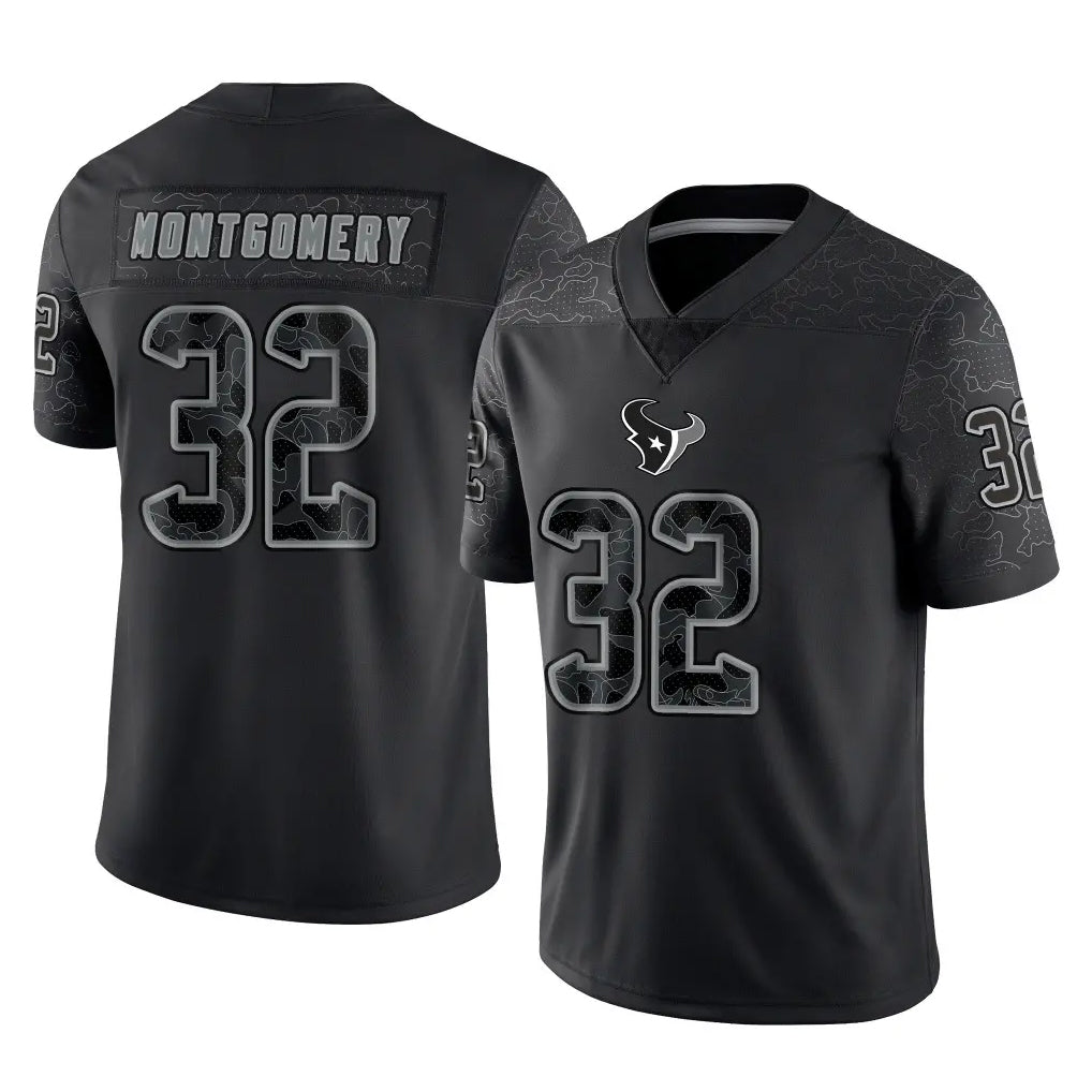Pkot H.Texans #32 David Montgomery Player Black Reflective Limited Game Stitched Jerseys