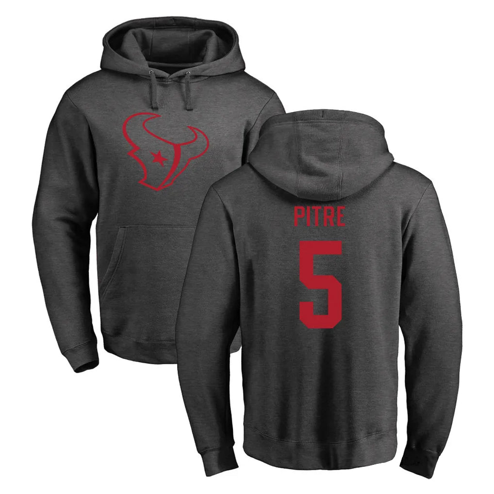 Pkot H.Texans #5 Jalen Pitre Player Gray Pro Line Pullover Hoodie Limited Game Stitched Jerseys
