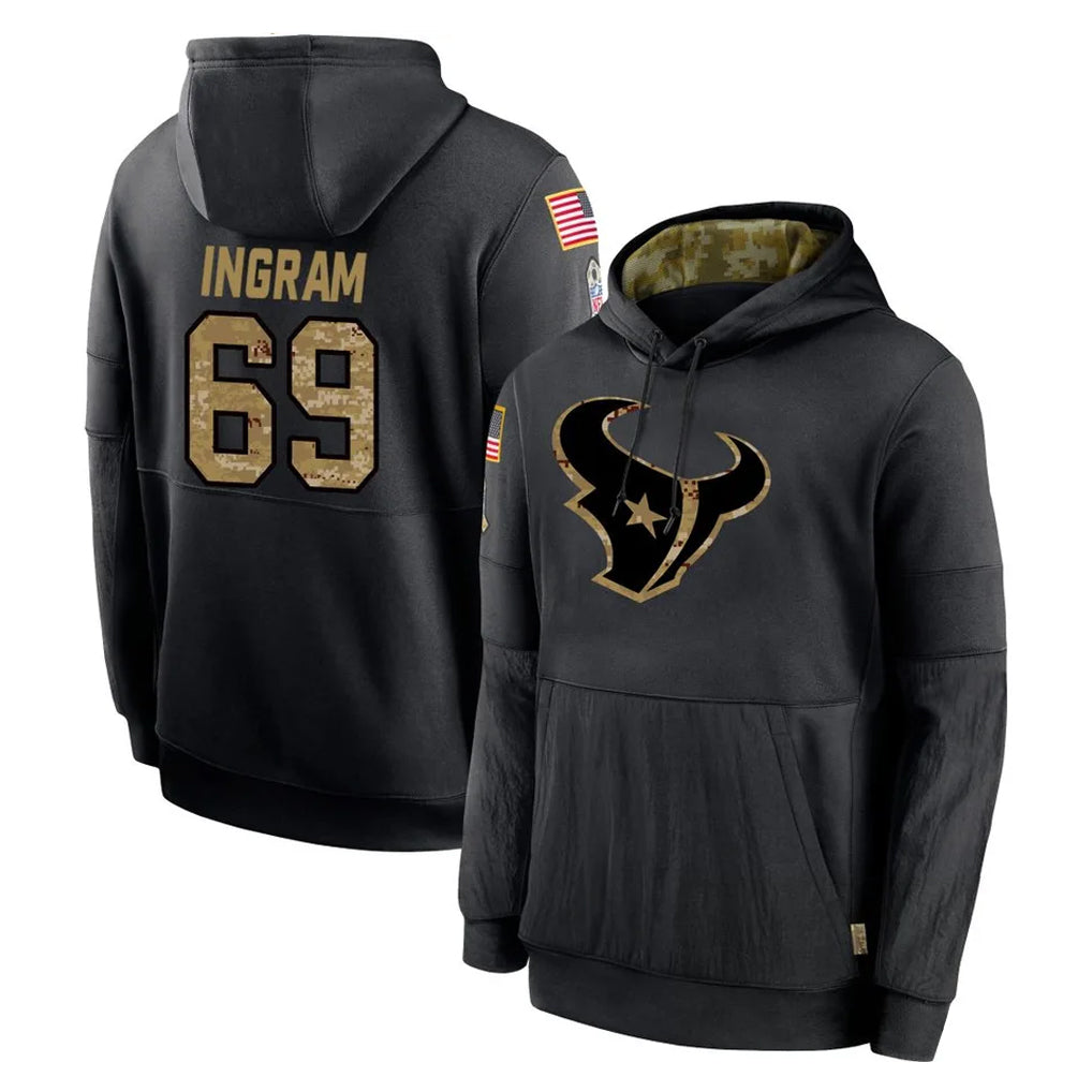 Pkot H.Texans #69 Ed Ingram Player Black Salute to Service Hoodies Limited Game Stitched Jerseys