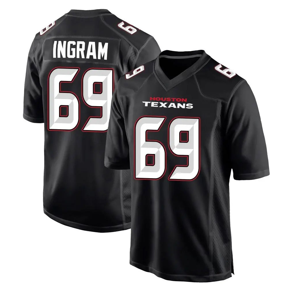 Pkot H.Texans #69 Ed Ingram Player Carbon Black Fashion Home Game Stitched Jerseys