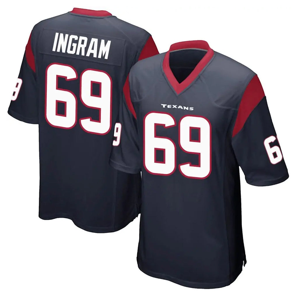 Pkot H.Texans #69 Ed Ingram Player Navy Home Game Stitched Jerseys
