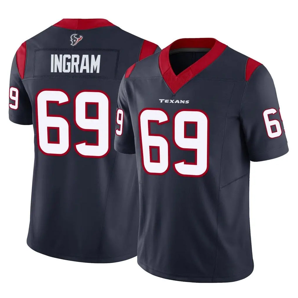 Pkot H.Texans #69 Ed Ingram Player Navy Limited Vapor F.U.S.E. Home Game Stitched Jerseys