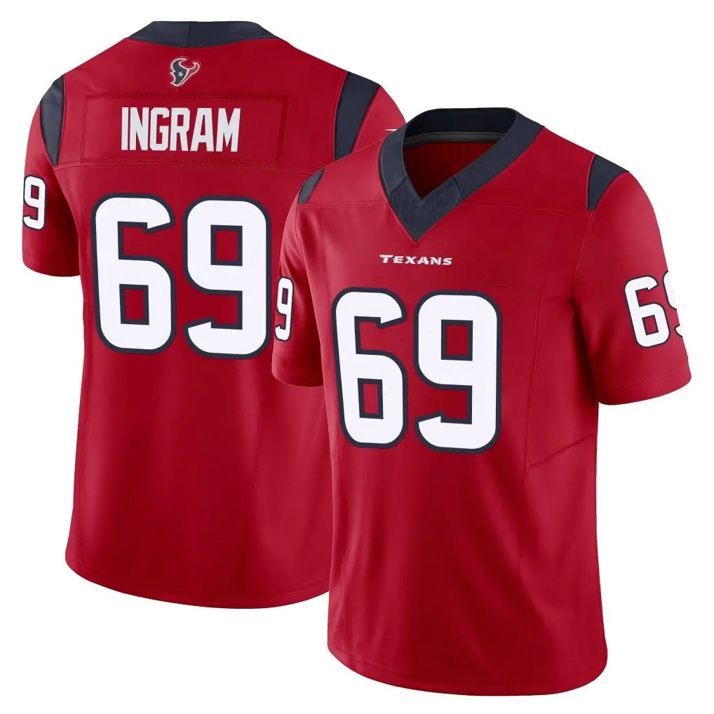 Pkot H.Texans #69 Ed Ingram Player Red Limited Vapor F.U.S.E. Home Game Stitched Jerseys