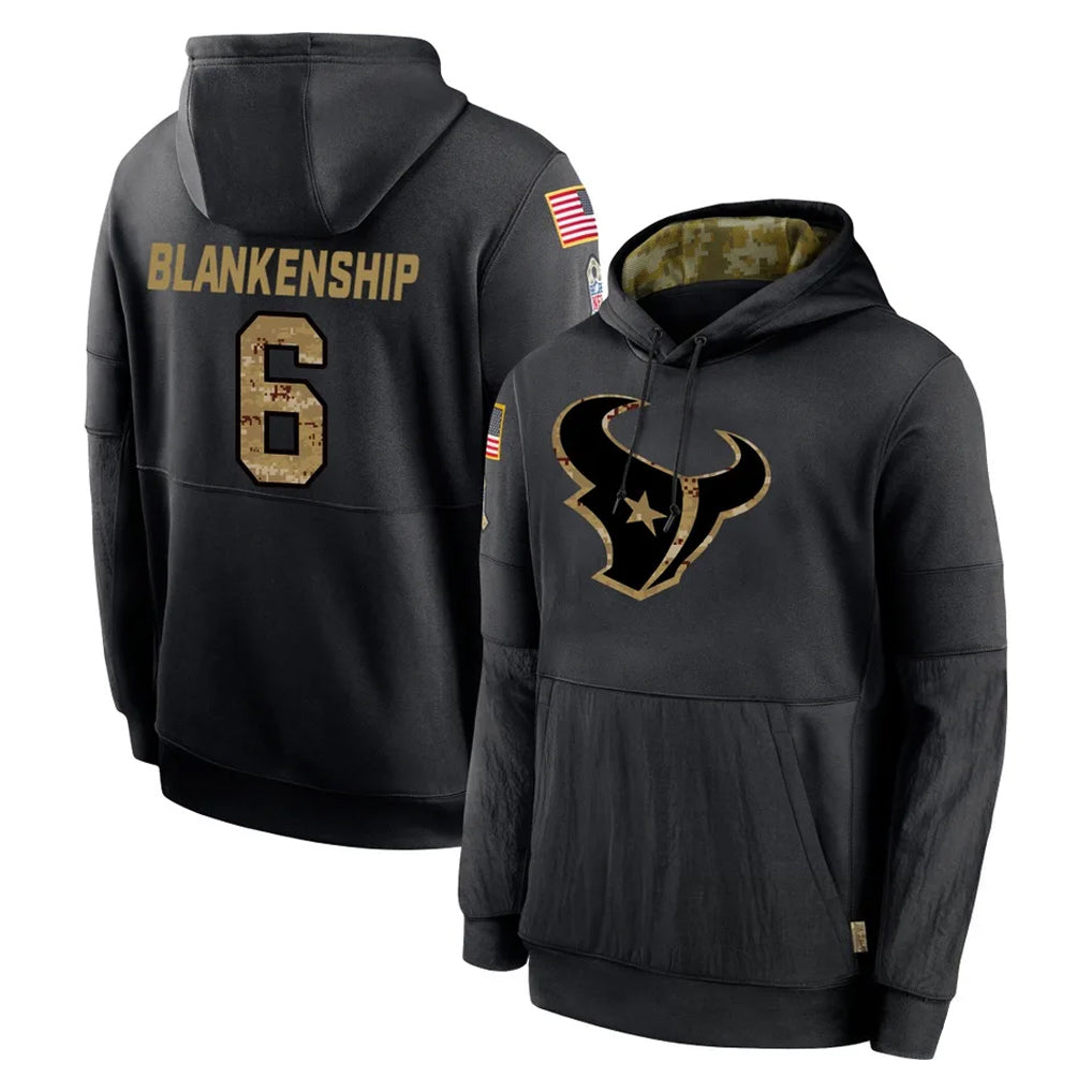 Pkot H.Texans #6 Reed Blankenship Player Black Salute to Service Hoodies Limited Game Stitched Jerseys