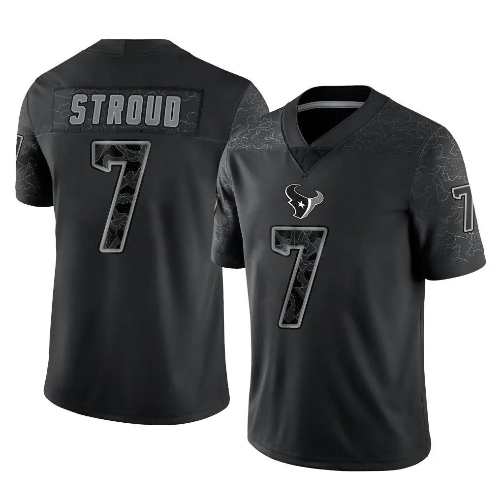 Pkot H.Texans #7 CJ Stroud Player Black Reflective Limited Game Stitched Jerseys