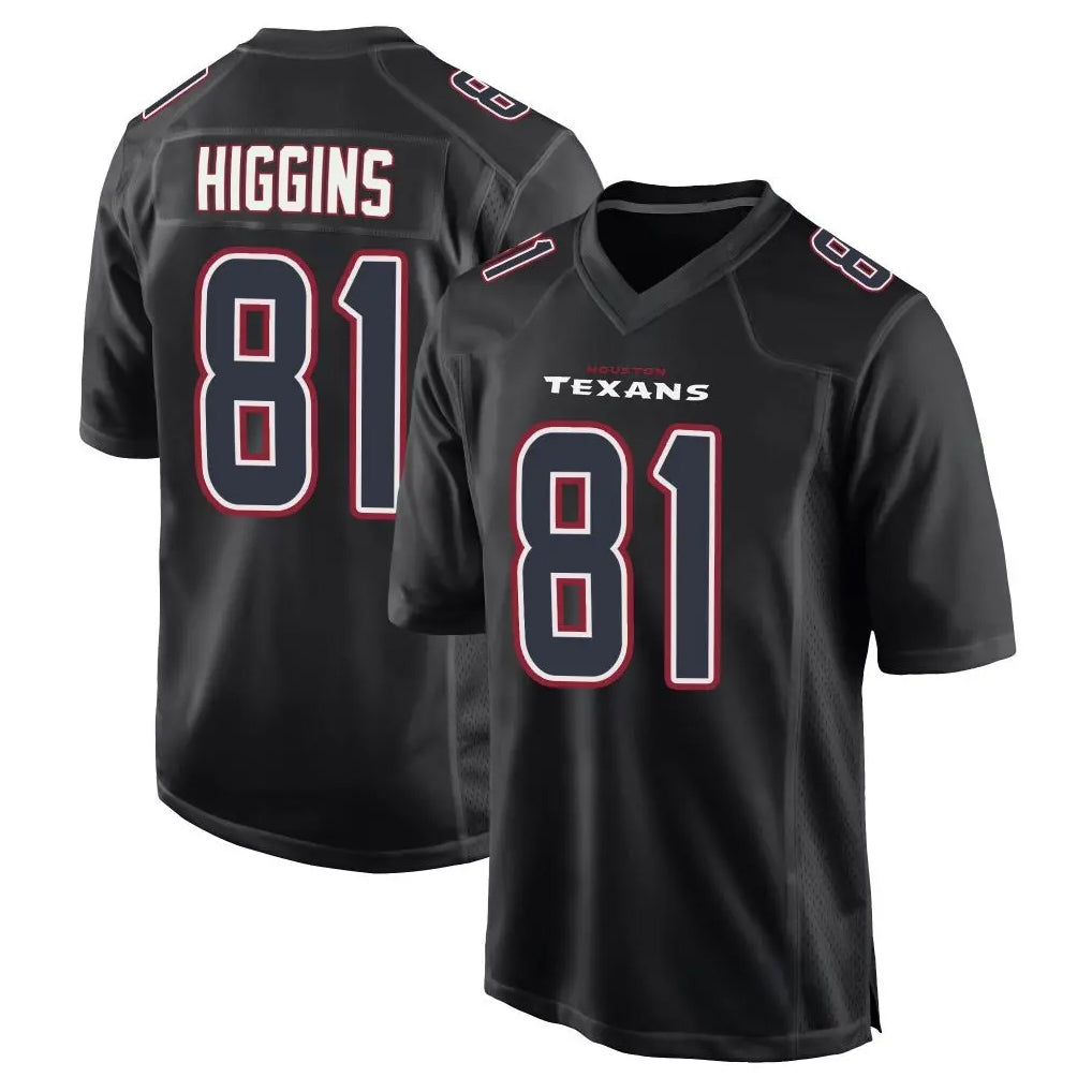 Pkot H.Texans #81 Jayden Higgins Player Black Fashion Home Game Stitched Jerseys