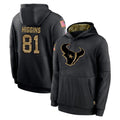 Pkot H.Texans #81 Jayden Higgins Player Black Salute to Service Hoodies Limited Game Stitched Jerseys