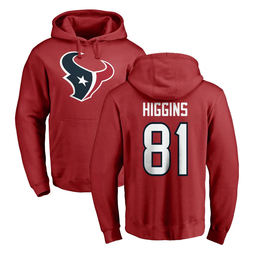 Pkot H.Texans #81 Jayden Higgins Player Red Pro Line Pullover Hoodie Limited Game Stitched Jerseys