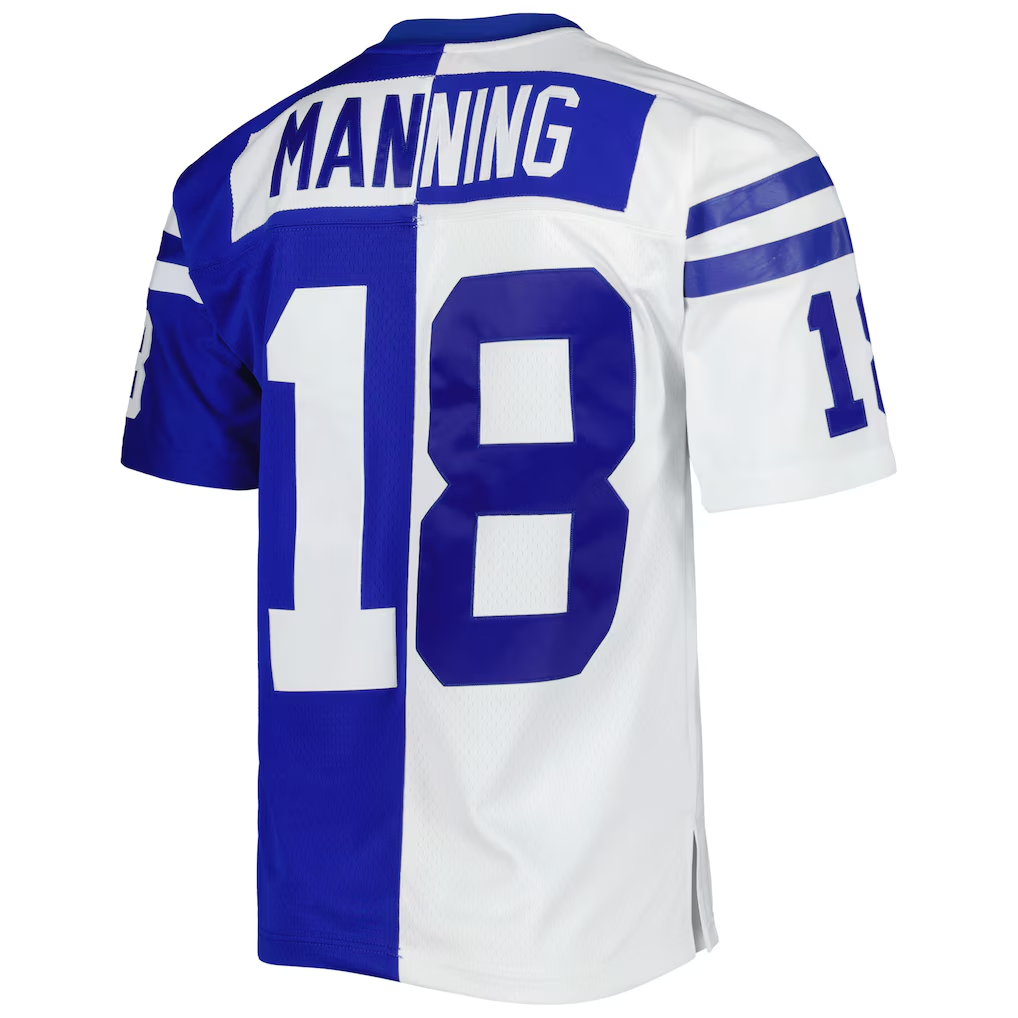 Pkot I.Colts #18 Peyton Manning Mitchell & Ness RoyalWhite 1998 Split Legacy Replica Puhic Stitched Jerseys
