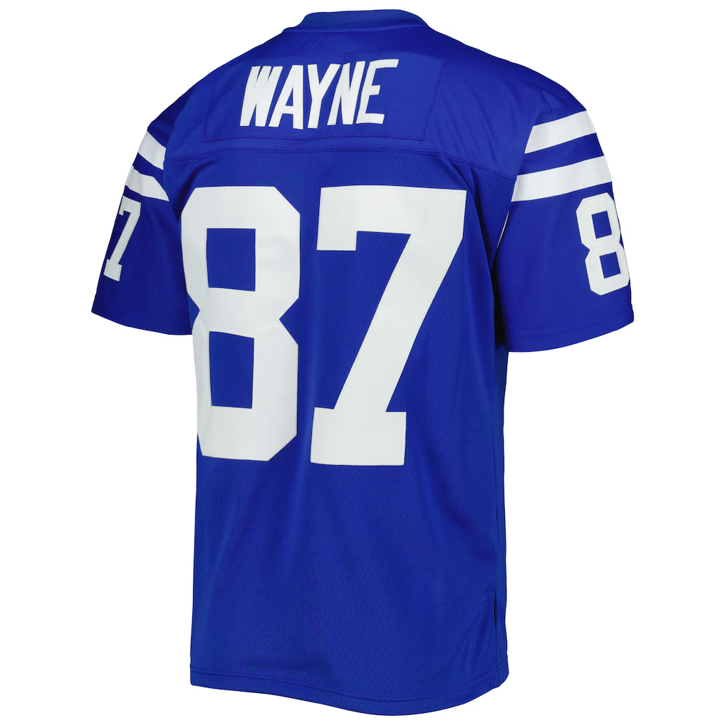 Pkot I.Colts #87 Reggie Wayne Mitchell & Ness Royal Legacy Replica Puhic Game Stitched Jerseys