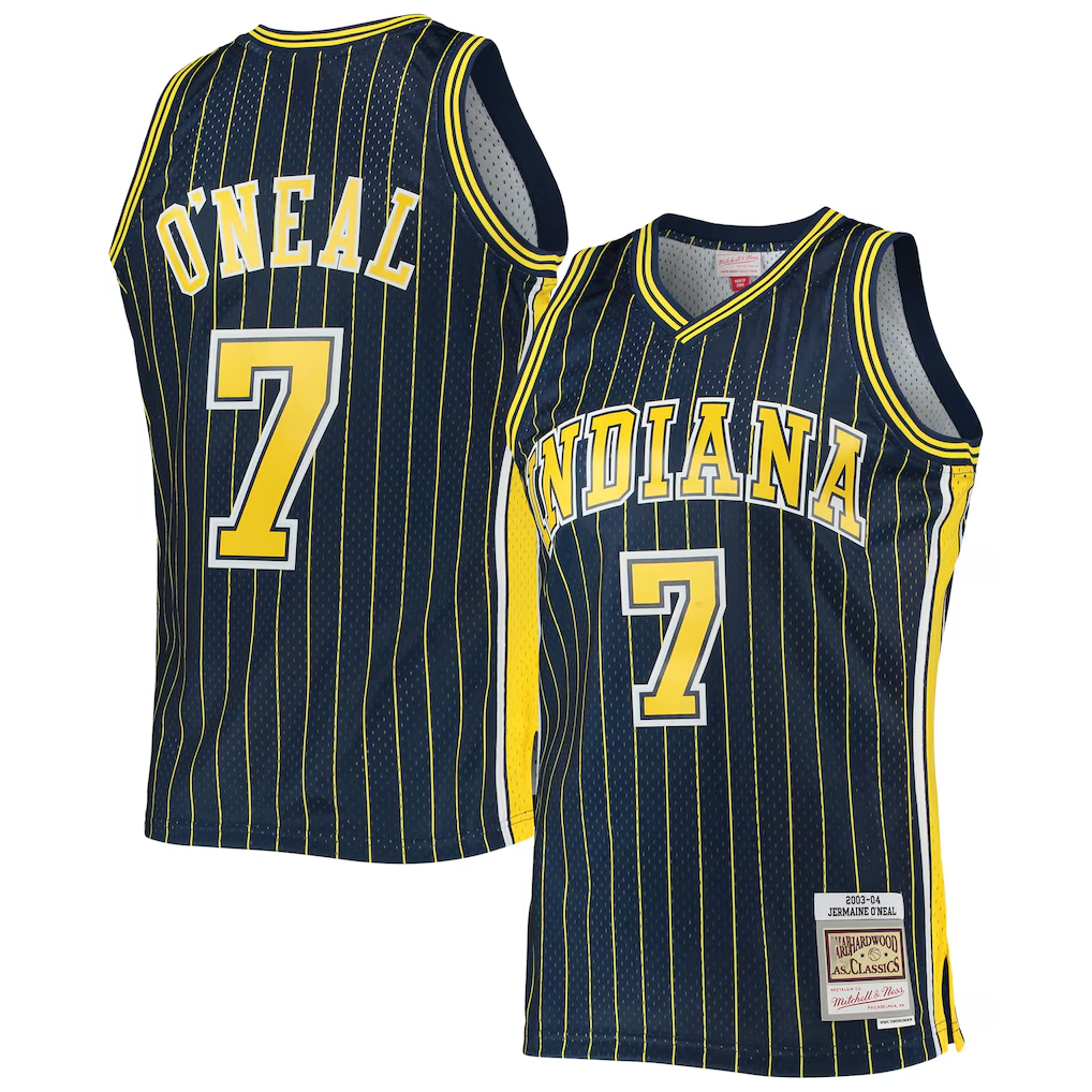 Pkot I.Pacers #7 Jermaine O'Neal Mitchell & Ness Navy 200304 Hardwood Classics Swingman Jerseys