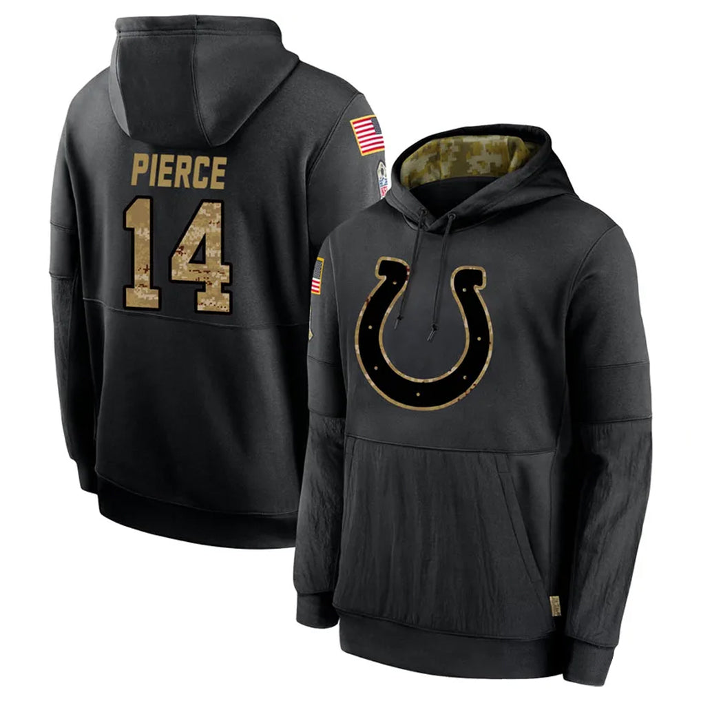 Pkot IN.Colts #14 Alec Pierce Player Black Salute to Service Hoodies Limited Game Stitched Jerseys