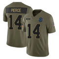 Pkot IN.Colts #14 Alec Pierce Player Olive 2025 Salute To Service Limited Game Stitched Jerseys