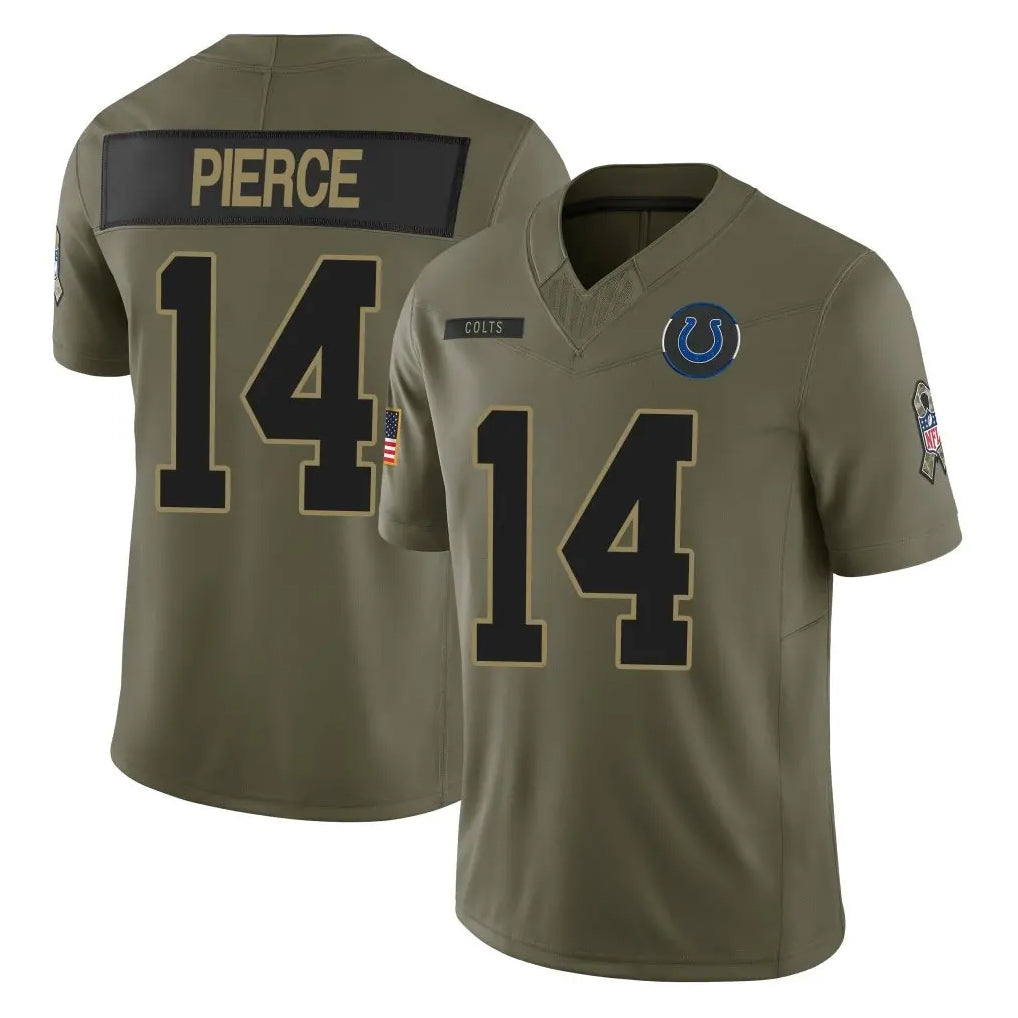 Pkot IN.Colts #14 Alec Pierce Player Olive 2025 Salute To Service Limited Game Stitched Jerseys