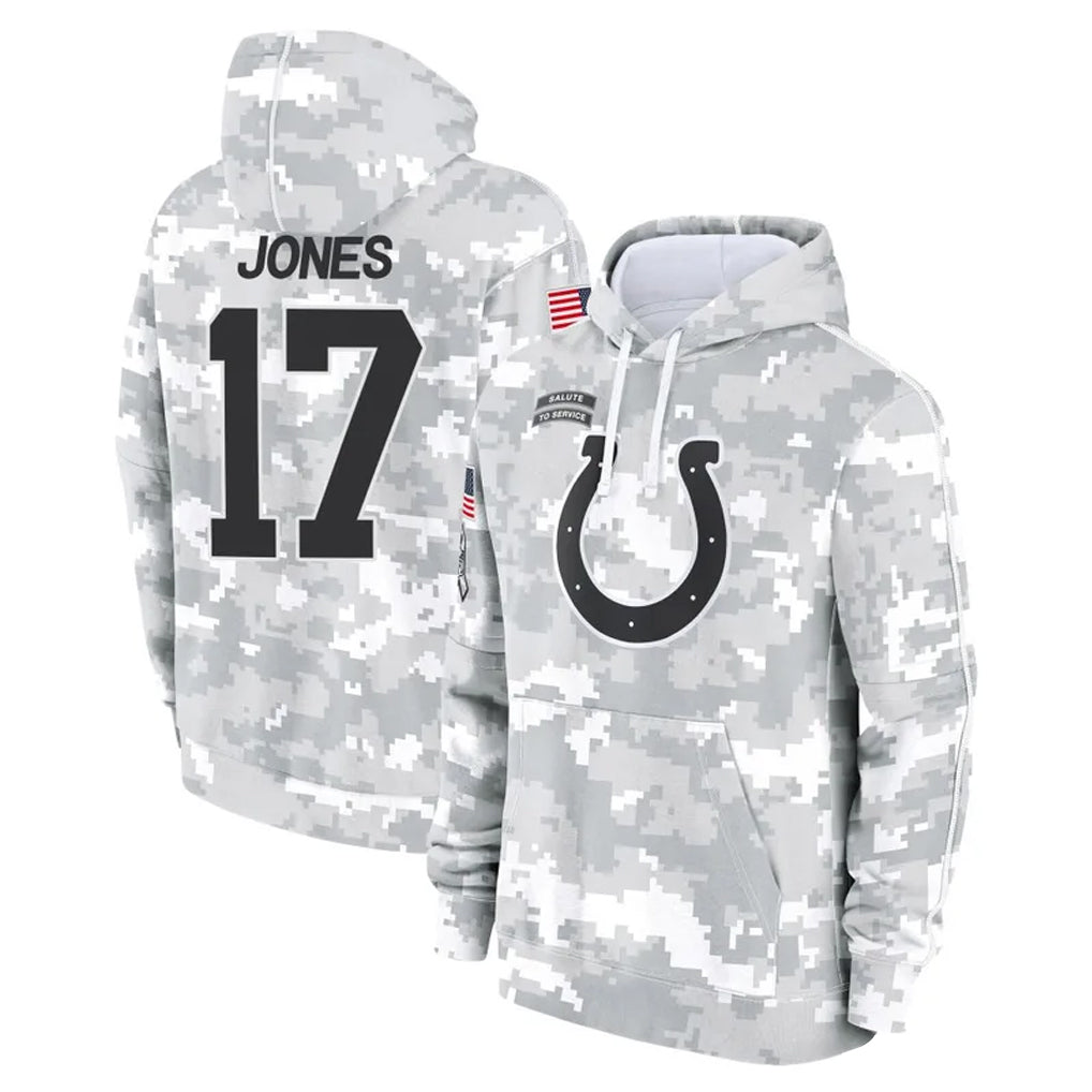 Pkot IN.Colts #17 Daniel Jones Player Arctic Camo Salute to Service Hoodies Limited Game Stitched Jerseys