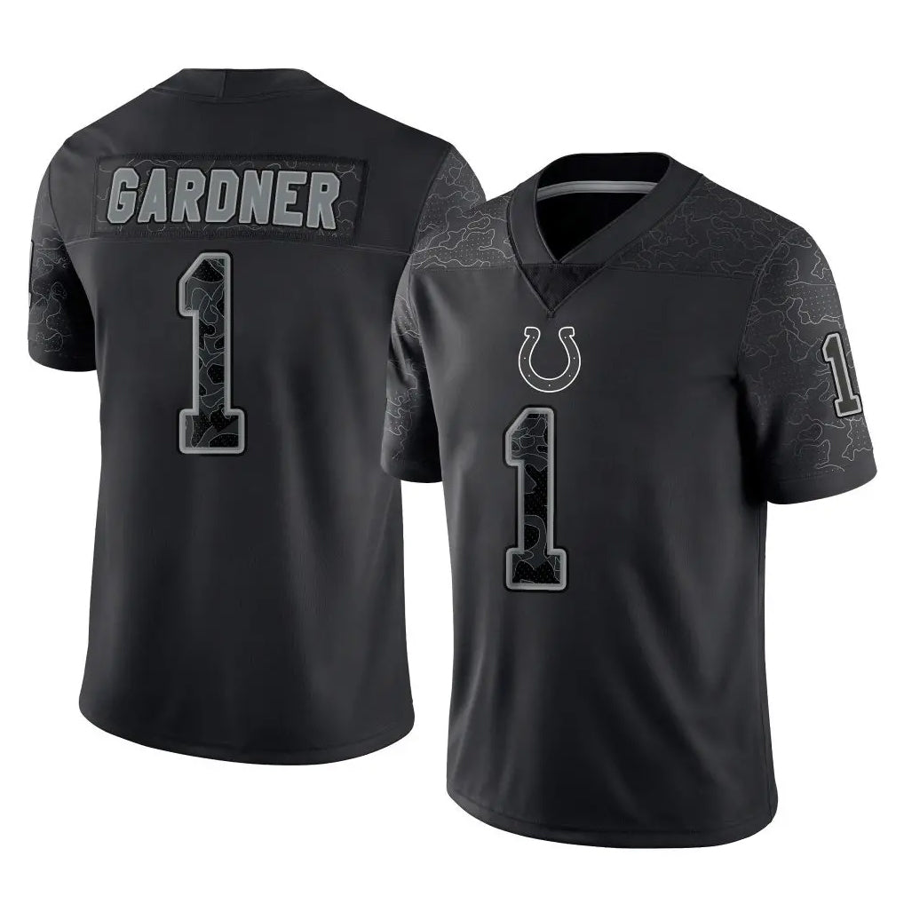 Pkot IN.Colts #1 Sauce Gardner Player Black Reflective Limited Game Stitched Jerseys