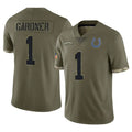 Pkot IN.Colts #1 Sauce Gardner Player Olive Salute To Service Limited Stitched Jerseys