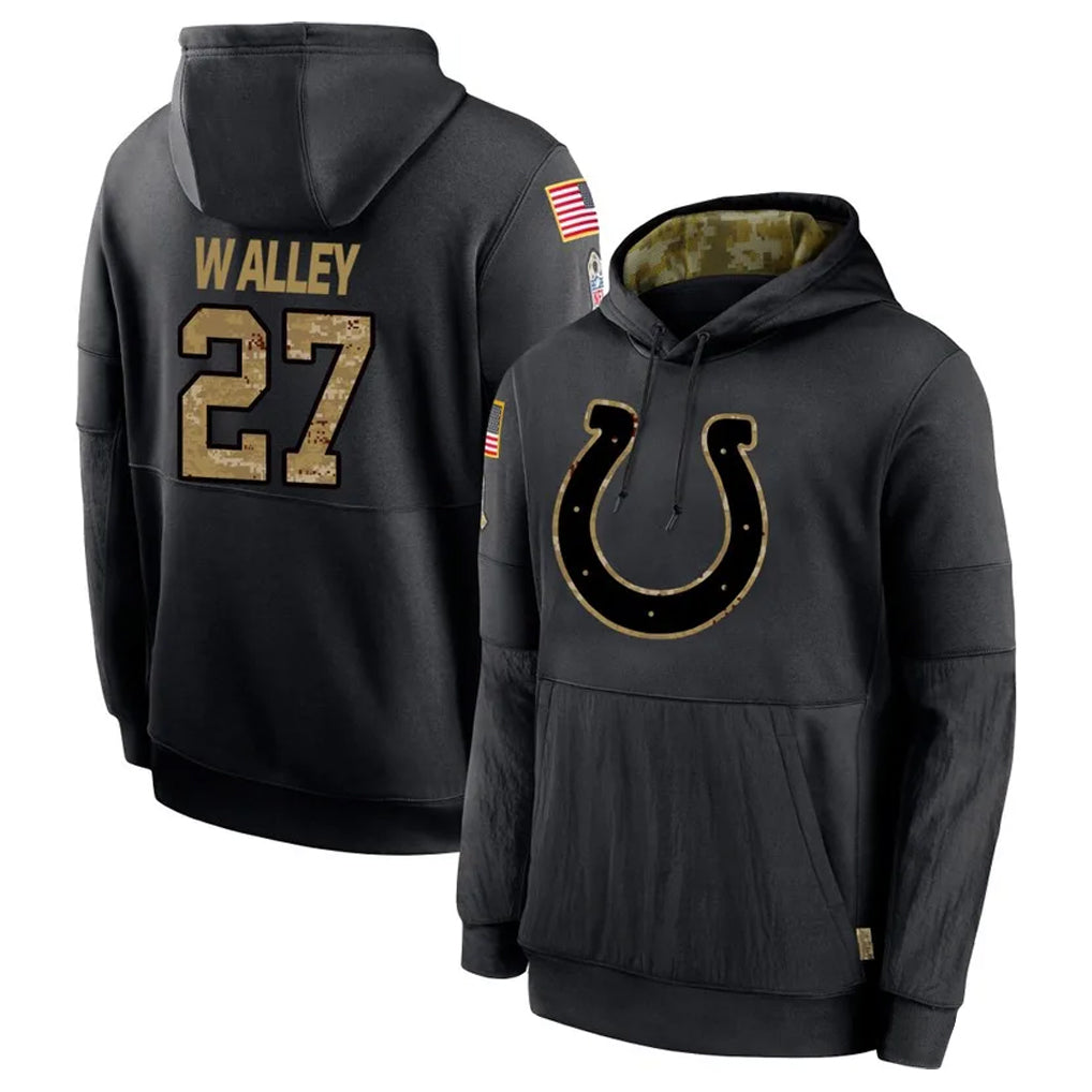 Pkot IN.Colts #27 Justin Walley Player Black Salute to Service Hoodies Limited Game Stitched Jerseys