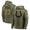 Pkot IN.Colts #27 Justin Walley Player Olive Salute to Service Pullover Hoodies Home Game Stitched Jerseys