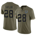 Pkot IN.Colts #28 Jonathan Taylor Player Olive Salute To Service Limited Stitched Jerseys