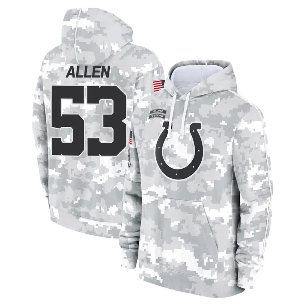 Pkot IN.Colts #53 CJ Allen Player Arctic Camo Salute to Service Hoodies Limited Game Stitched Jerseys