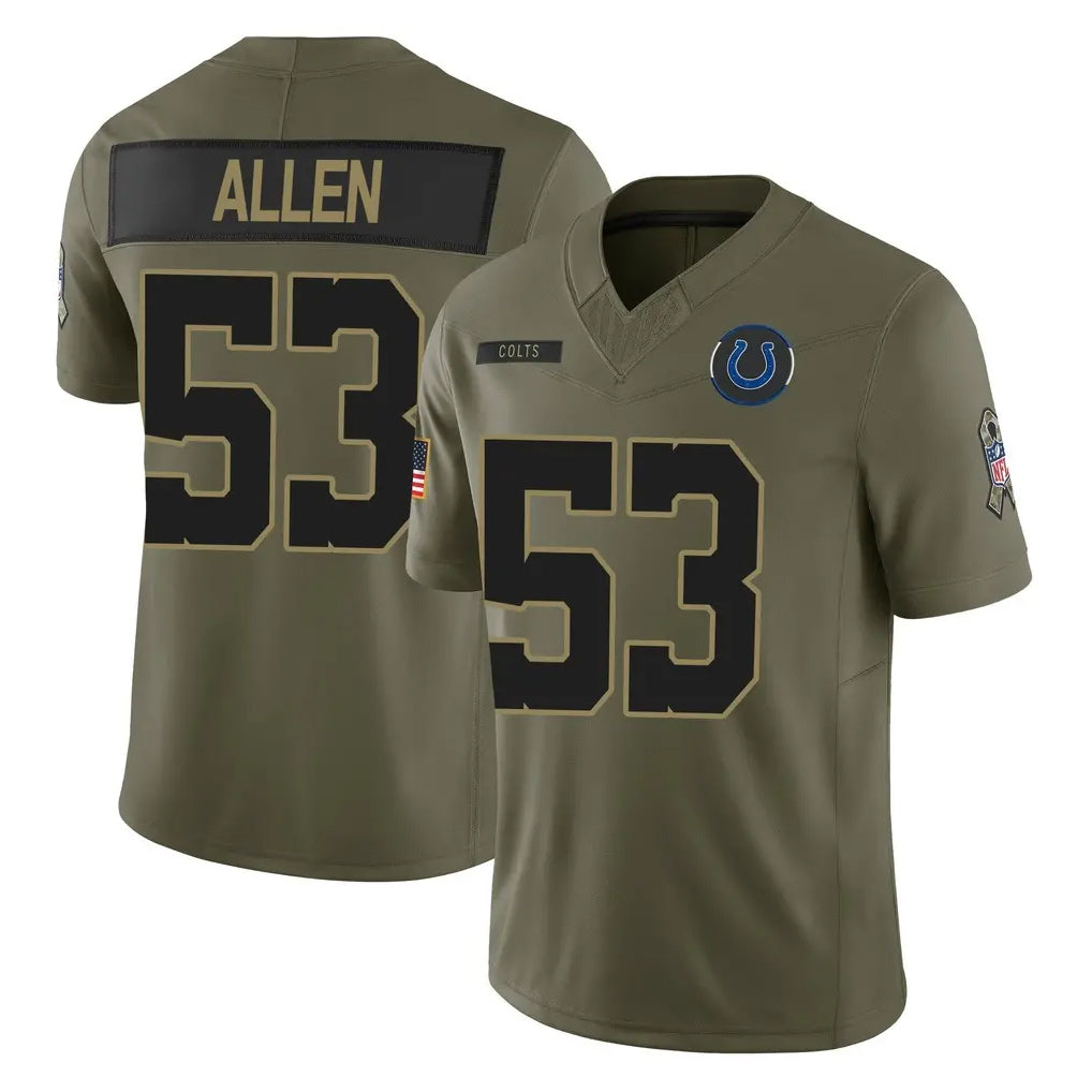 Pkot IN.Colts #53 CJ Allen Player Olive 2025 Salute To Service Limited Game Stitched Jerseys