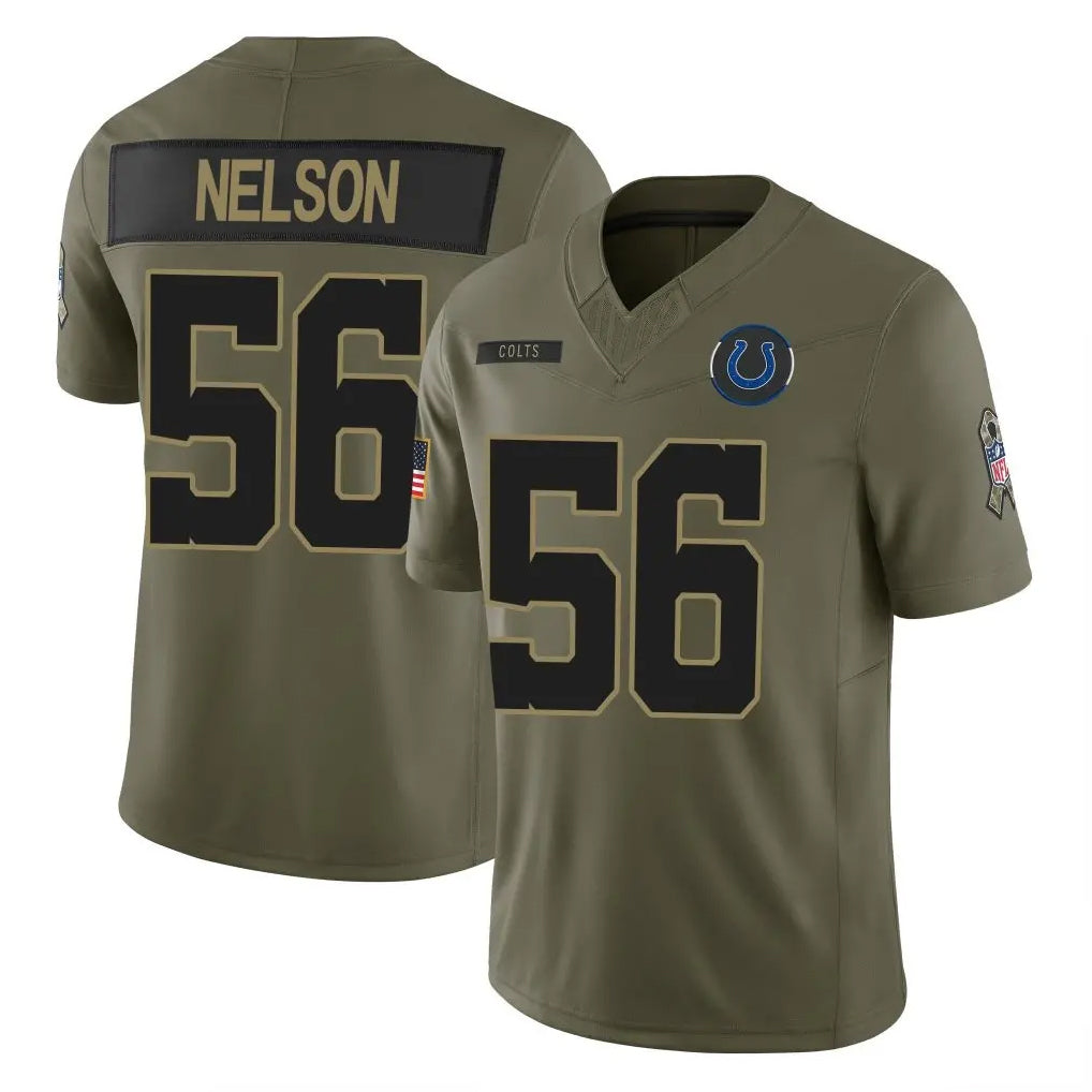 Pkot IN.Colts #56 Quenton Nelson Player Olive 2025 Salute To Service Limited Game Stitched Jerseys