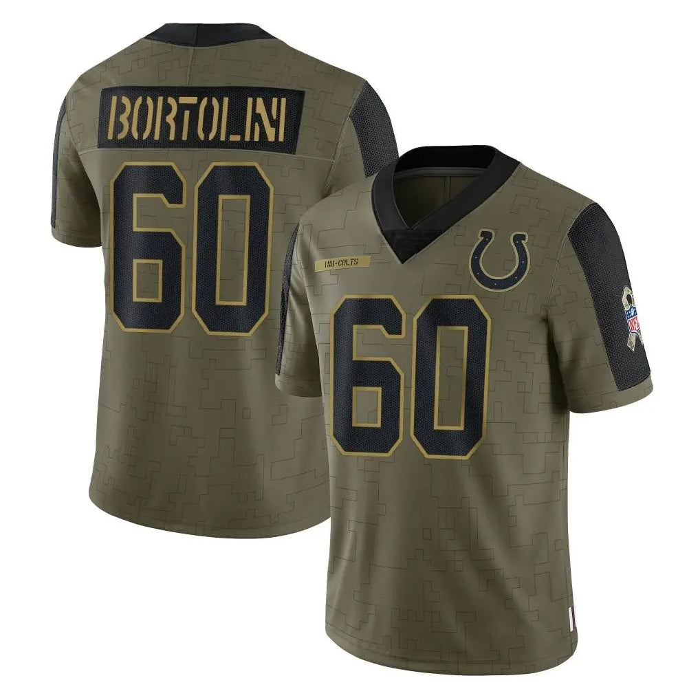 Pkot IN.Colts #60 Tanor Bortolini Player Olive Salute To Service Limited Game Stitched Jerseys